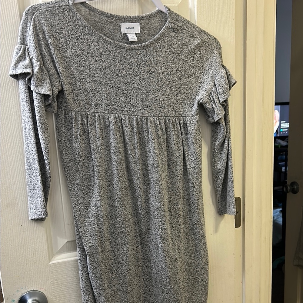 Gray Ruffle Sleeve Kids Dress